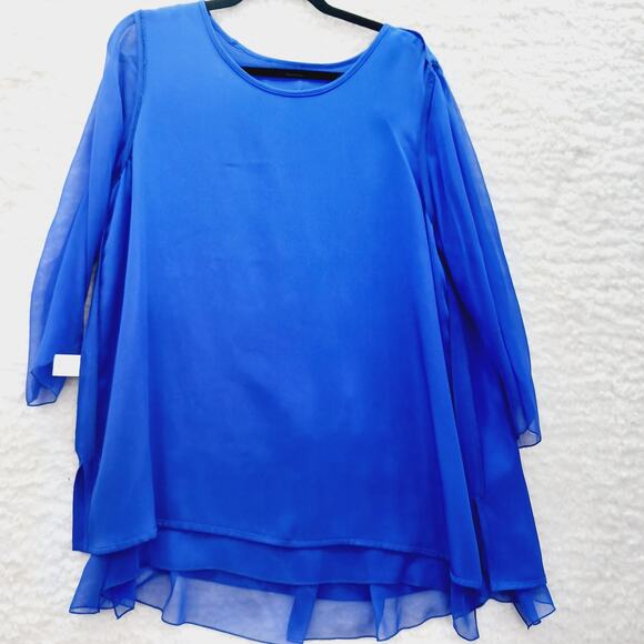 Blouse Kimono Caroline Rose Silk Rich Purple Elegant Luxury Minimalist Size M - Picture 13 of 16